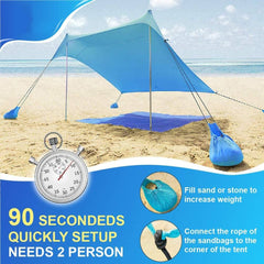 Portable Beach Canopy Sun Shelter - 7.6’ x 7.2’