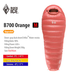 Black ice B-series Mummy 90% Gray Duck Down Sleeping Bag